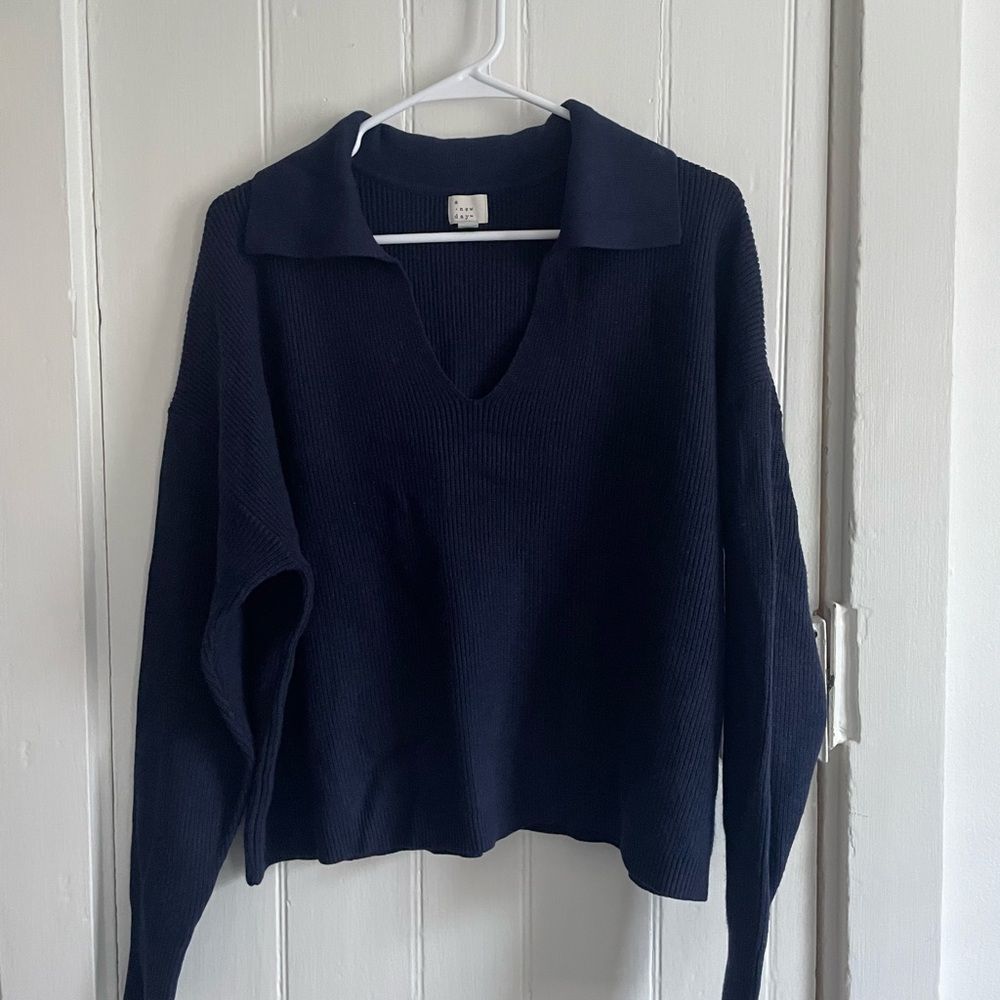 a new day Women's Navy Blue V-Neck Sweater